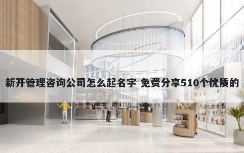 新开管理咨询公司怎么起名字 免费分享510个优质的