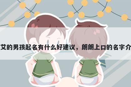 姓艾的男孩起名有什么好建议，朗朗上口的名字介绍