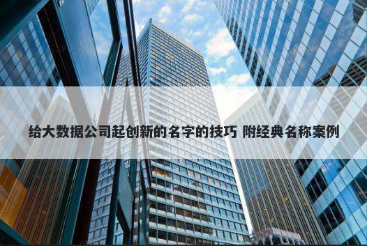 给大数据公司起创新的名字的技巧 附经典名称案例