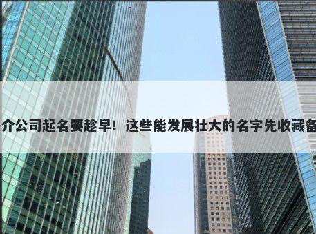 中介公司起名要趁早！这些能发展壮大的名字先收藏备用