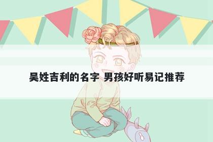 吴姓吉利的名字 男孩好听易记推荐