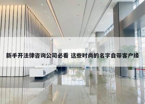 新手开法律咨询公司必看 这些时尚的名字自带客户缘