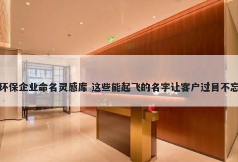 环保企业命名灵感库 这些能起飞的名字让客户过目不忘