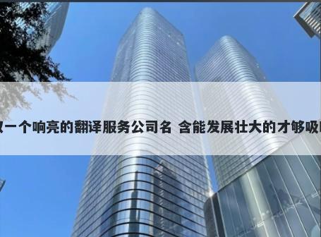 取一个响亮的翻译服务公司名 含能发展壮大的才够吸睛