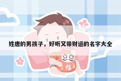 姓唐的男孩子，好听又带财运的名字大全