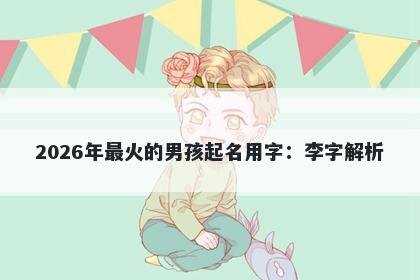 2026年最火的男孩起名用字：李字解析