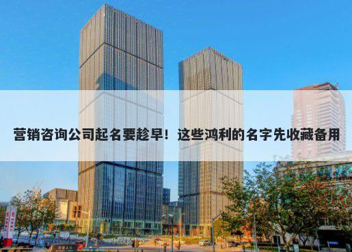 营销咨询公司起名要趁早！这些鸿利的名字先收藏备用