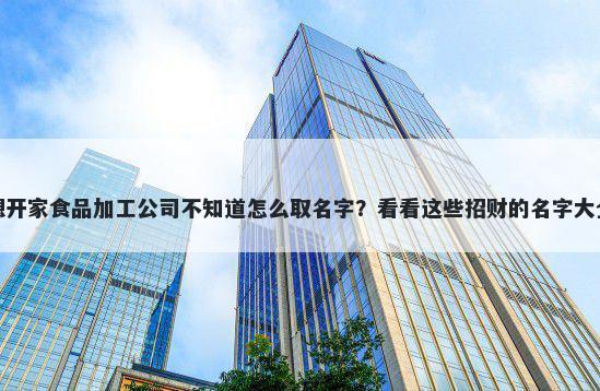 想开家食品加工公司不知道怎么取名字？看看这些招财的名字大全