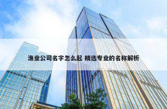 渔业公司名字怎么起 精选专业的名称解析