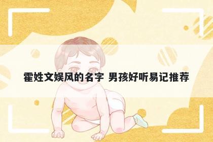 霍姓文娱风的名字 男孩好听易记推荐