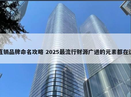 直销品牌命名攻略 2025最流行财源广进的元素都在这