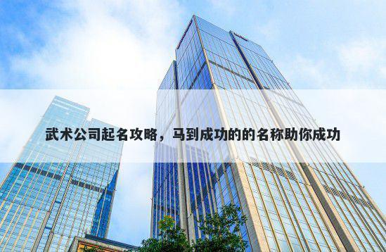 武术公司起名攻略,马到成功的的名称助你成功