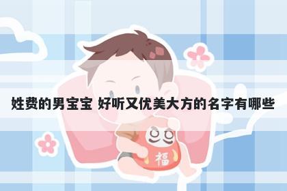 姓费的男宝宝 好听又优美大方的名字有哪些
