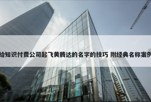 给知识付费公司起飞黄腾达的名字的技巧 附经典名称案例